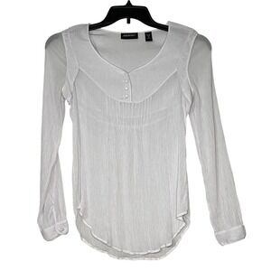 Ideology Silk Blouse Button‎ Neckline Long  Sleeves Semi Sheer Lavender Size Med
